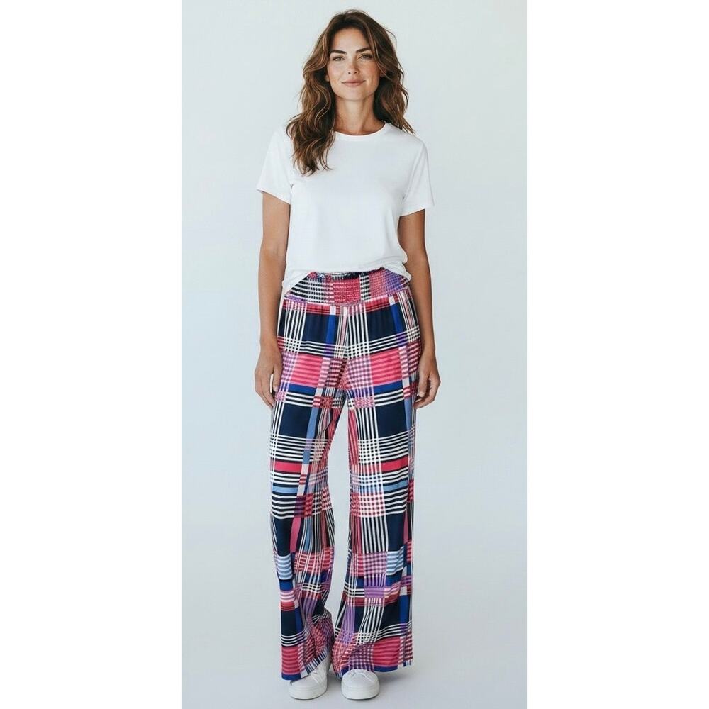 Jude Connally Plaid Wide Leg Pants Stretch NWT Small